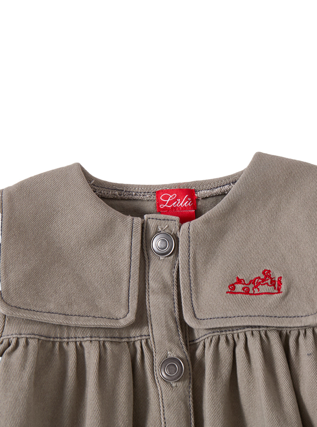 Sailor Collar Twill Dress - Grey