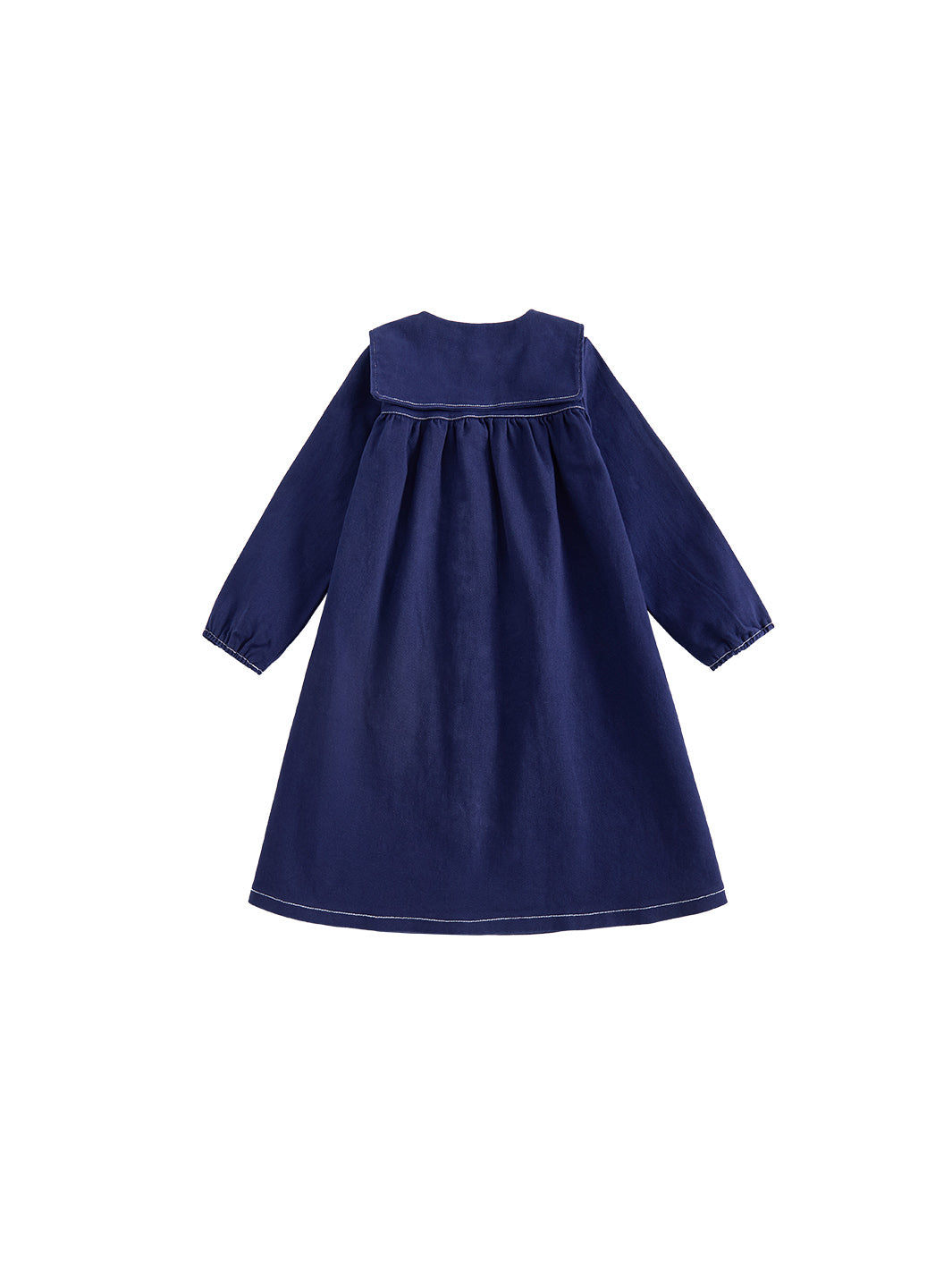 Sailor Collar Twill Dress - Navy