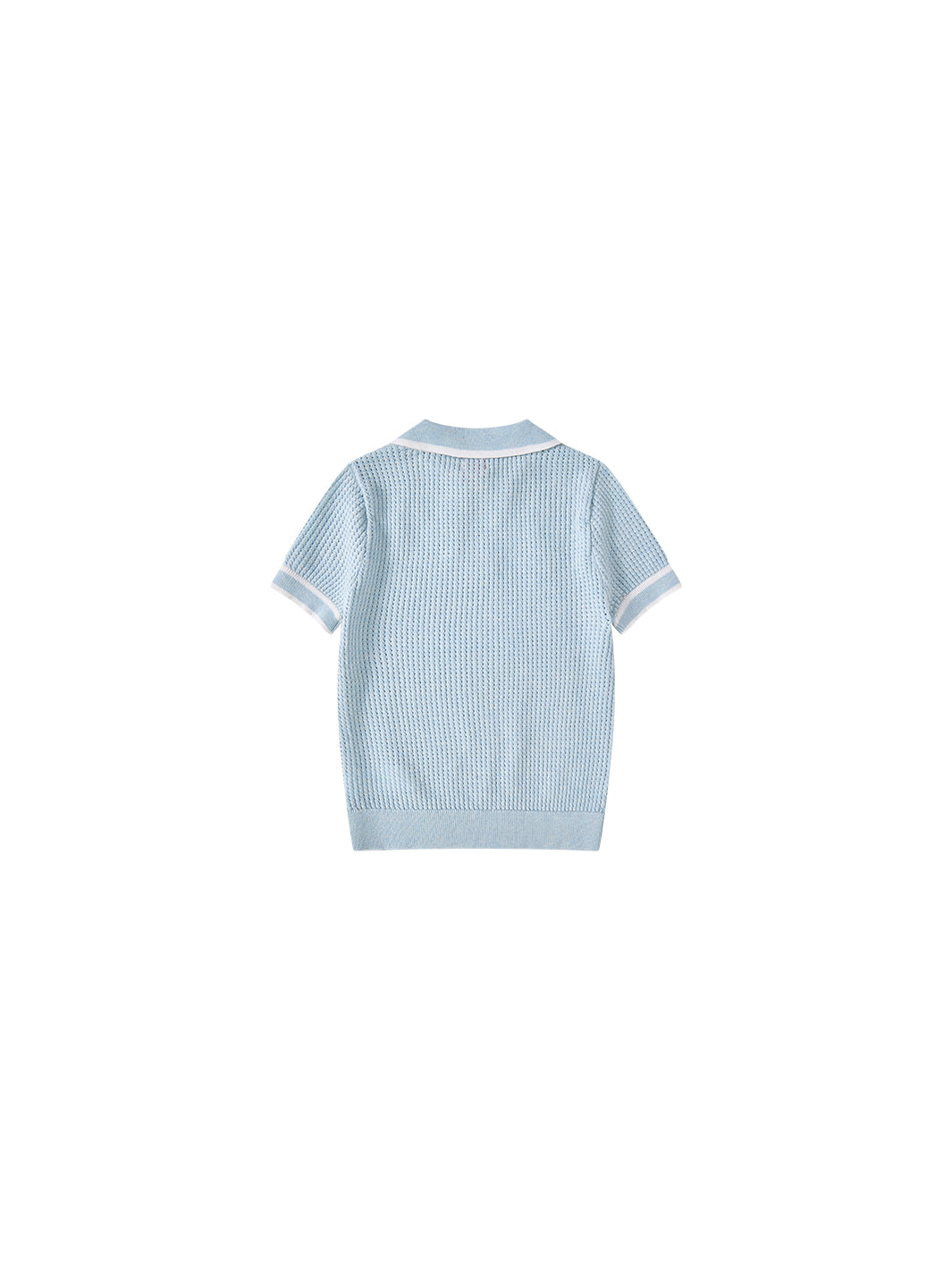 Eyelet Collared Short Sleeve Sweater