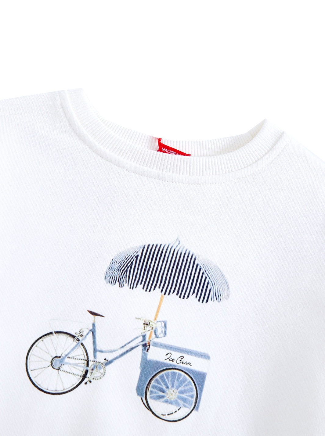Bike Print Top - White/Denim