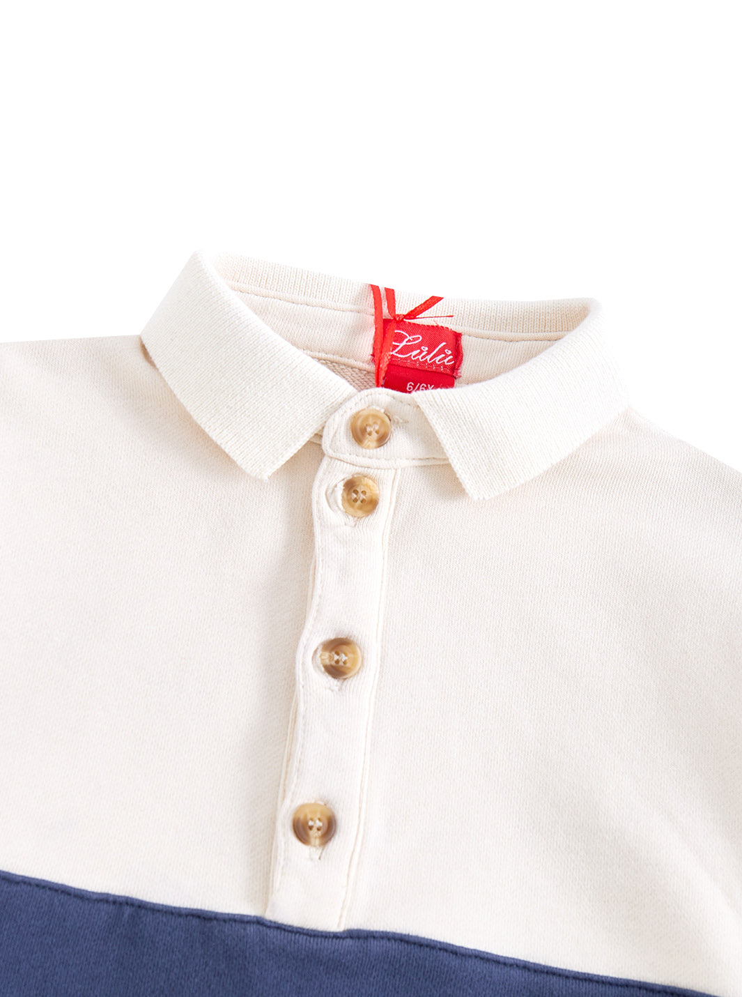 Striped Fabric Patch Polo - Cream/Navy