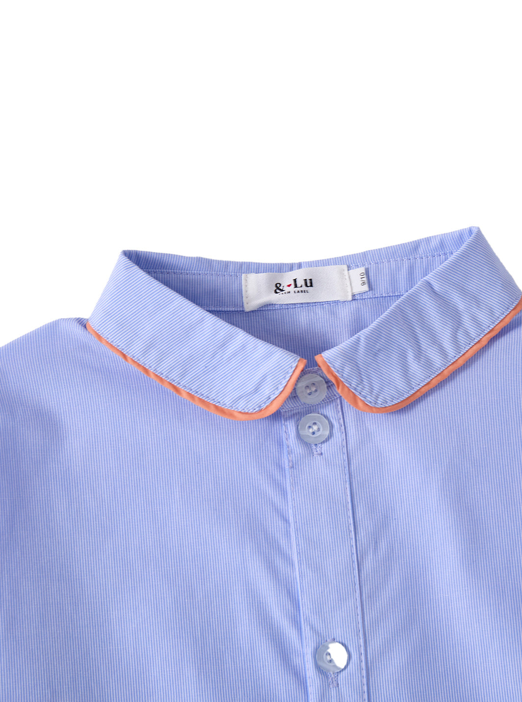 Piping Heart Crop Shirt - Blue