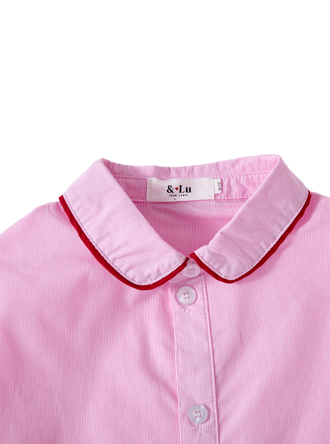 Piping Heart Crop Shirt - Pink