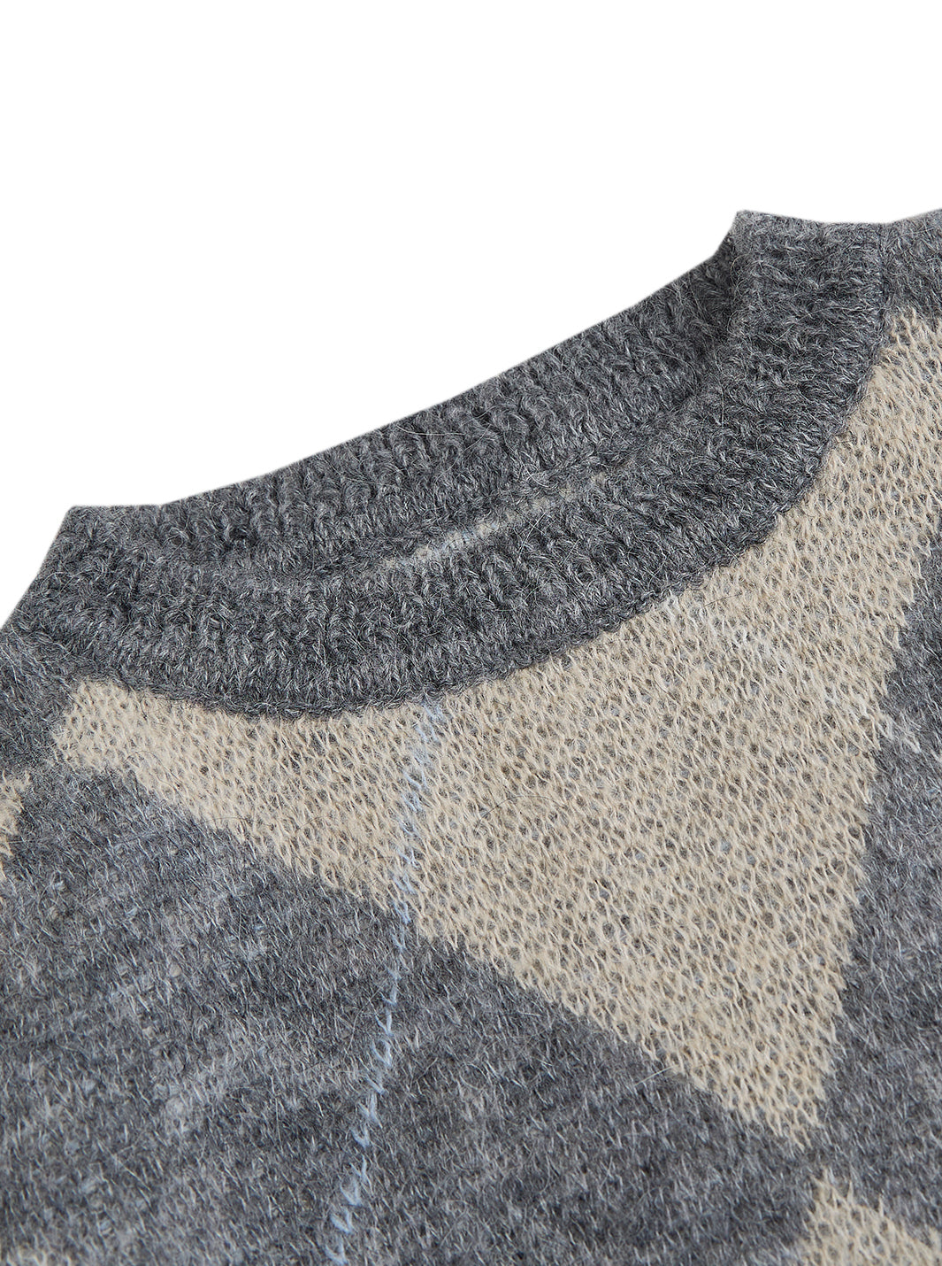 Mohair Argyle Sweater - Charcoal
