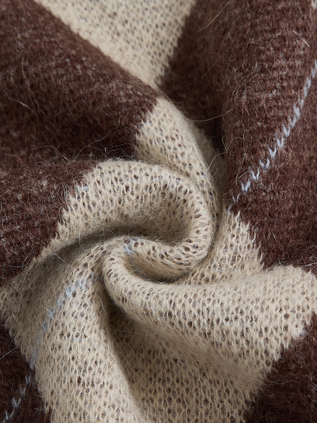 Mohair Argyle Sweater -Brown