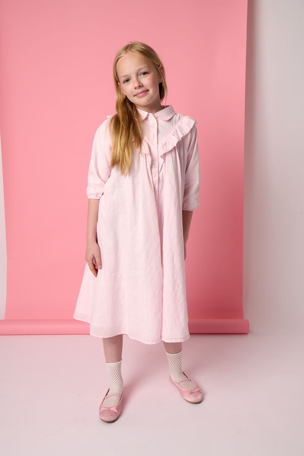 Eyelet Striped Ruffle Dress