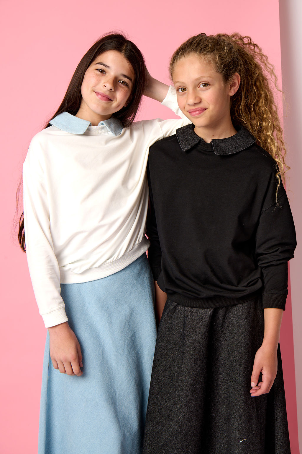 Detachable Denim Collar Top - Black Denim