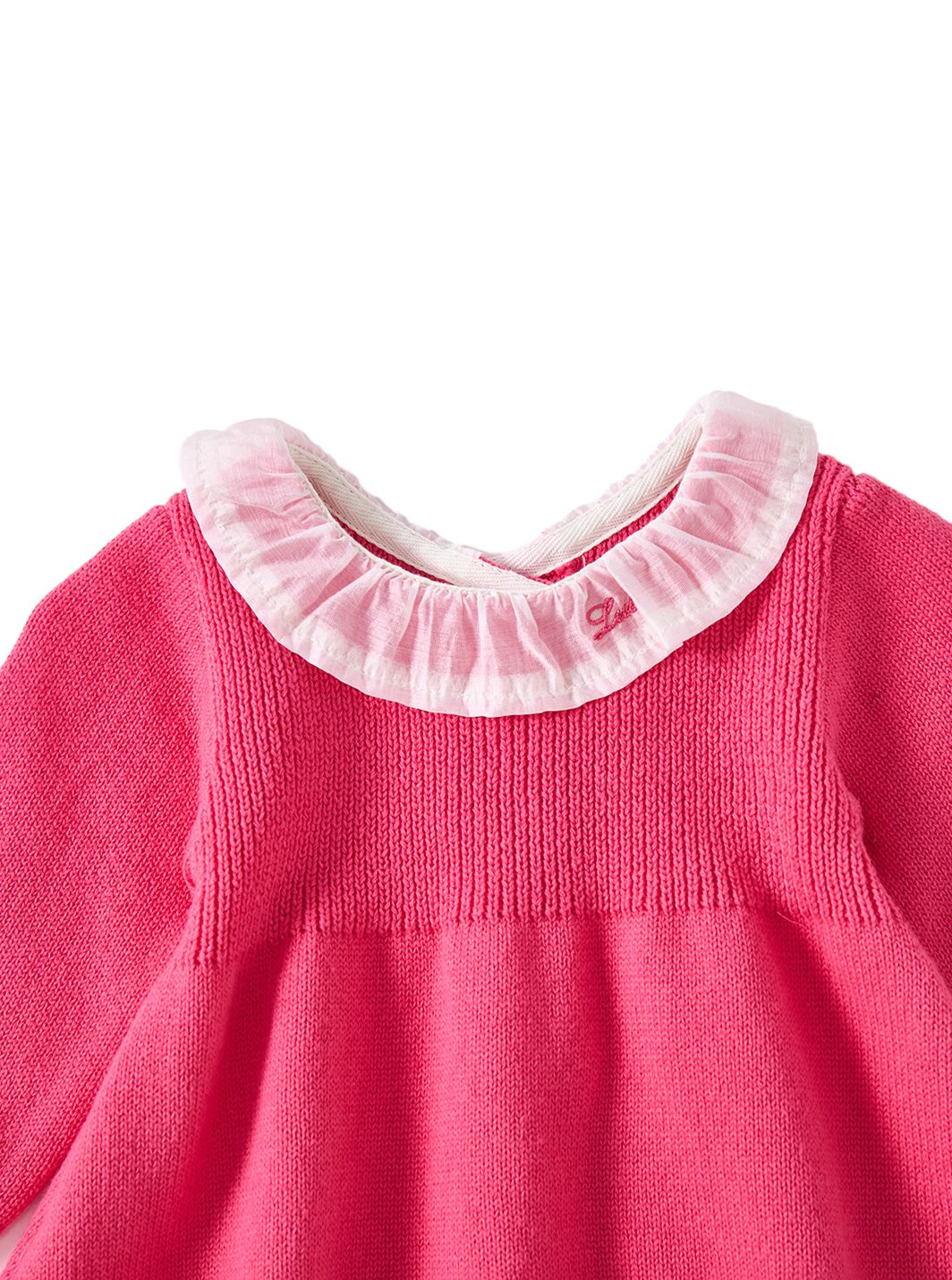 Knit Ruffle Dress - Neon Hot Pink