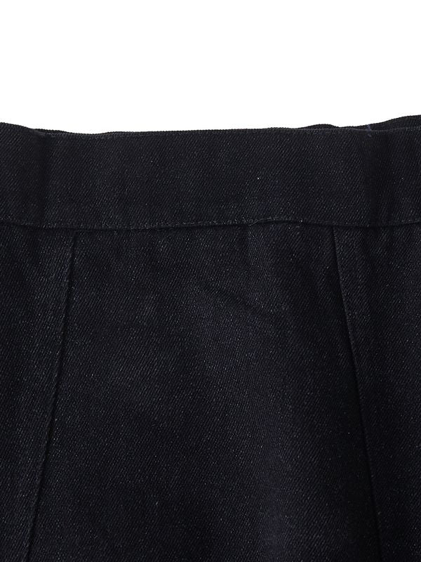 & Lu Denim Paneled Tea Length Skirt - Black