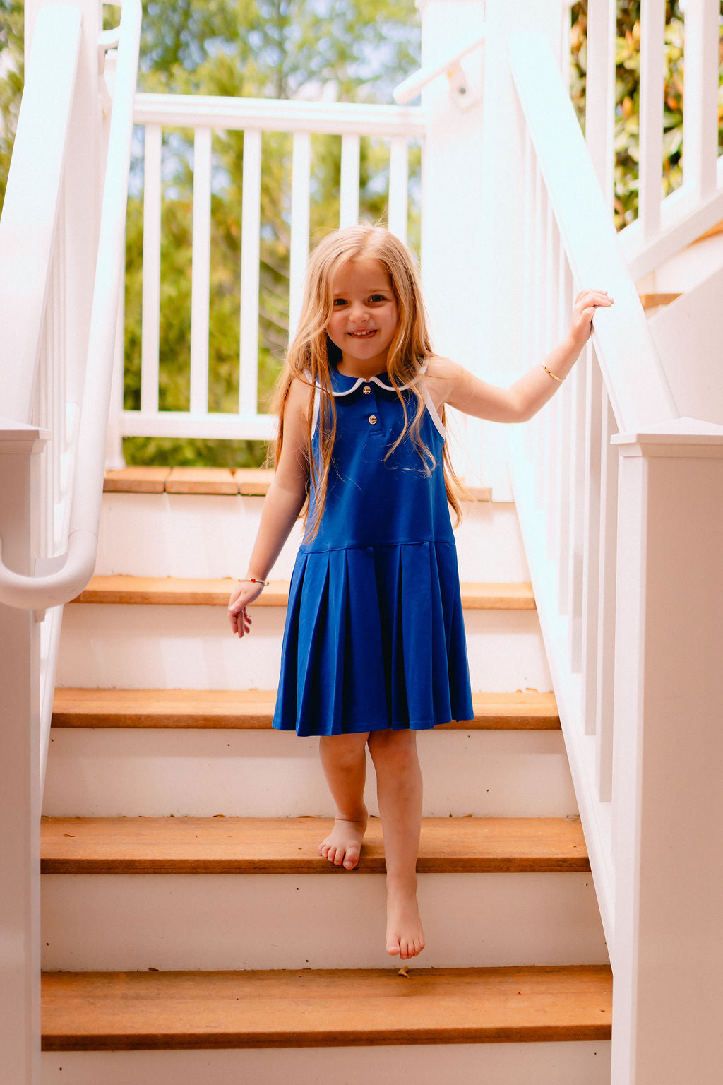 Classic Low Waisted Pleated Jumper - Deep Royal blue