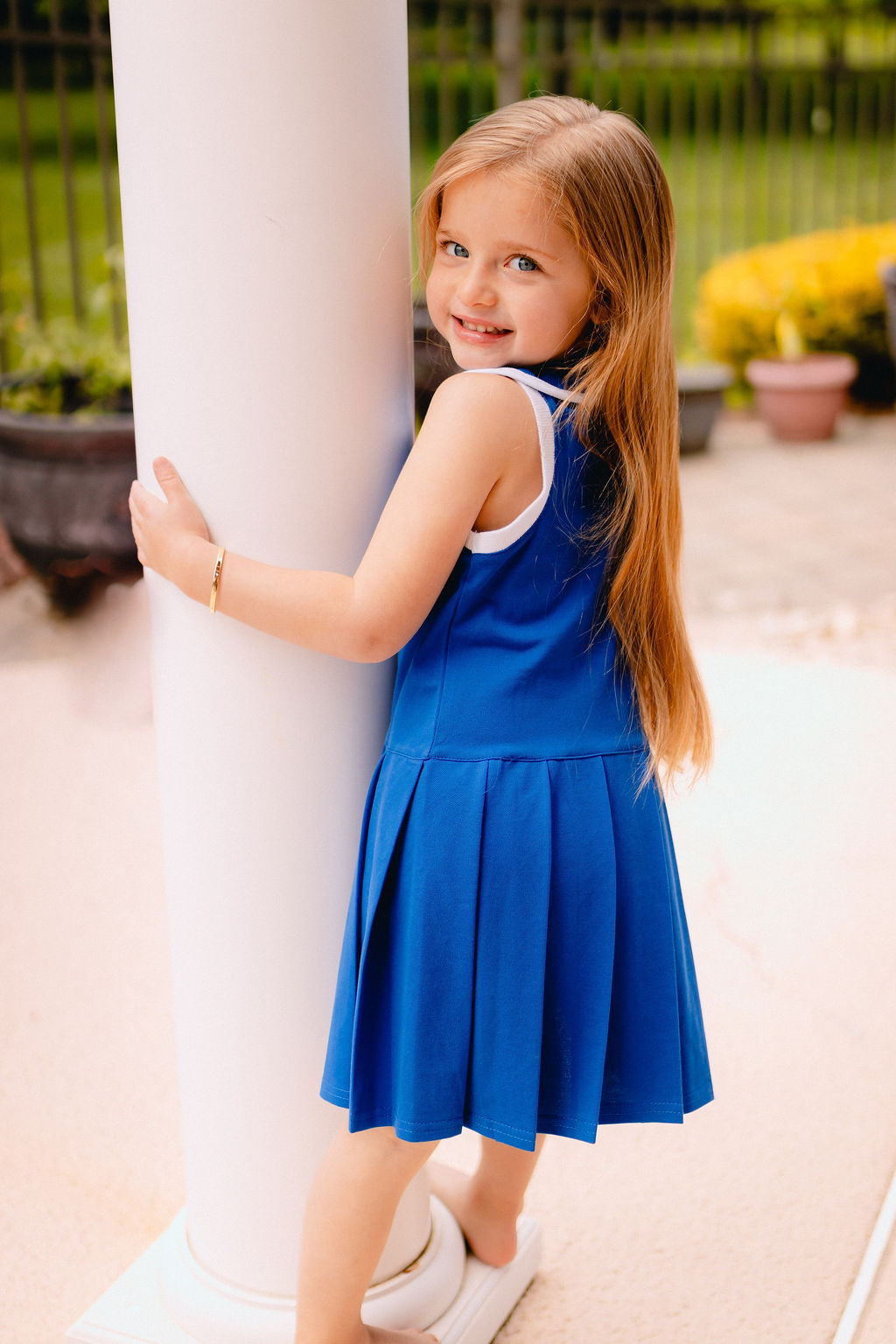 Classic Low Waisted Pleated Jumper - Deep Royal blue