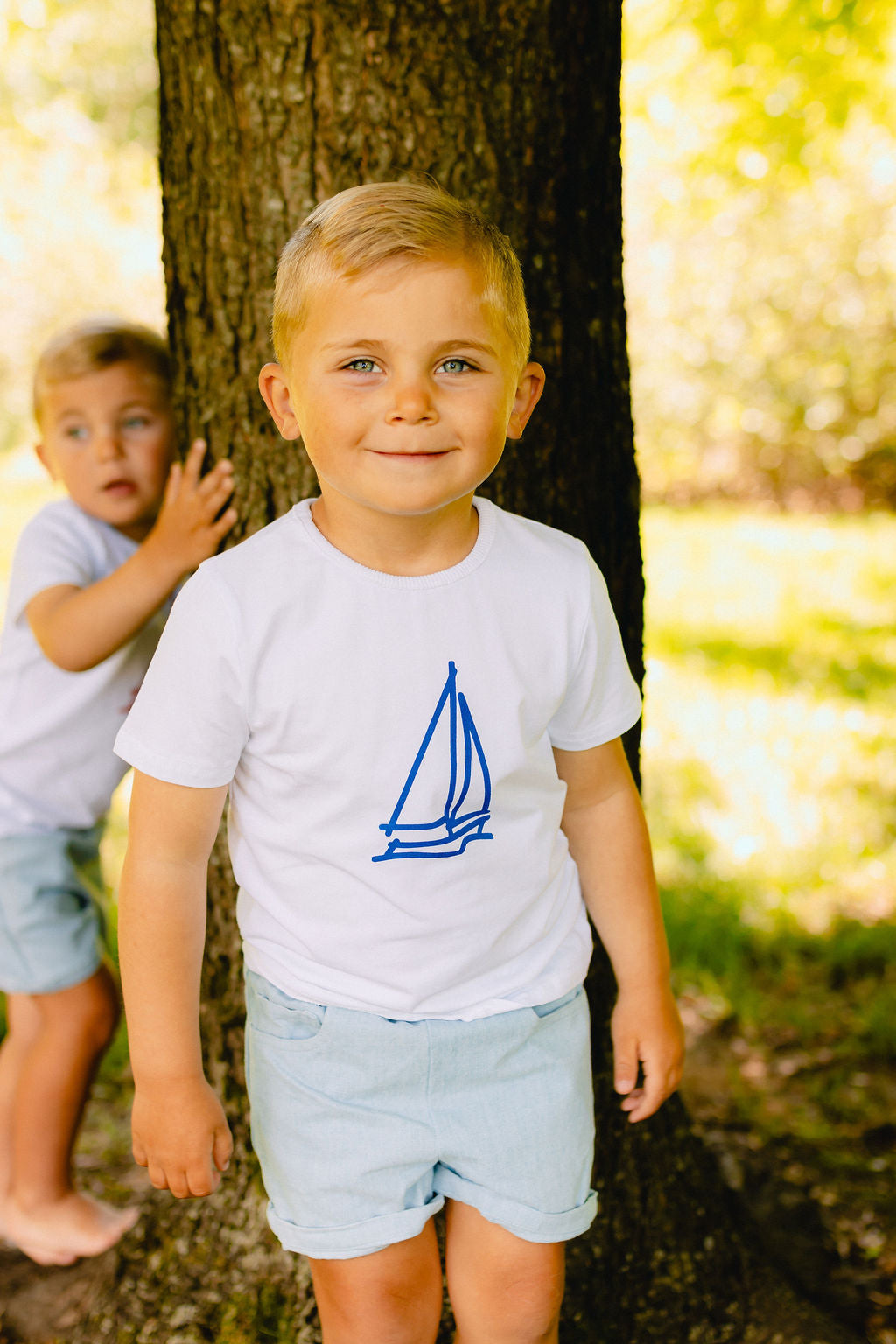 Classic Front Print T-shirt - White/Deep Royal Blue