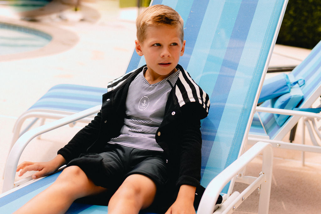 Boy Seersucker Striped Swim Set