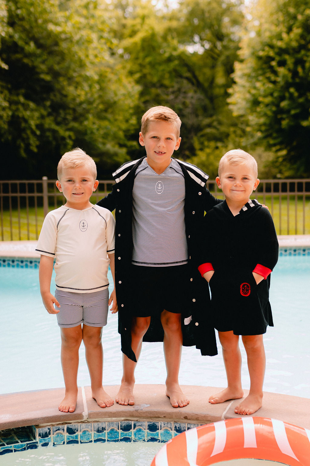 Boy Seersucker Striped Swim Set