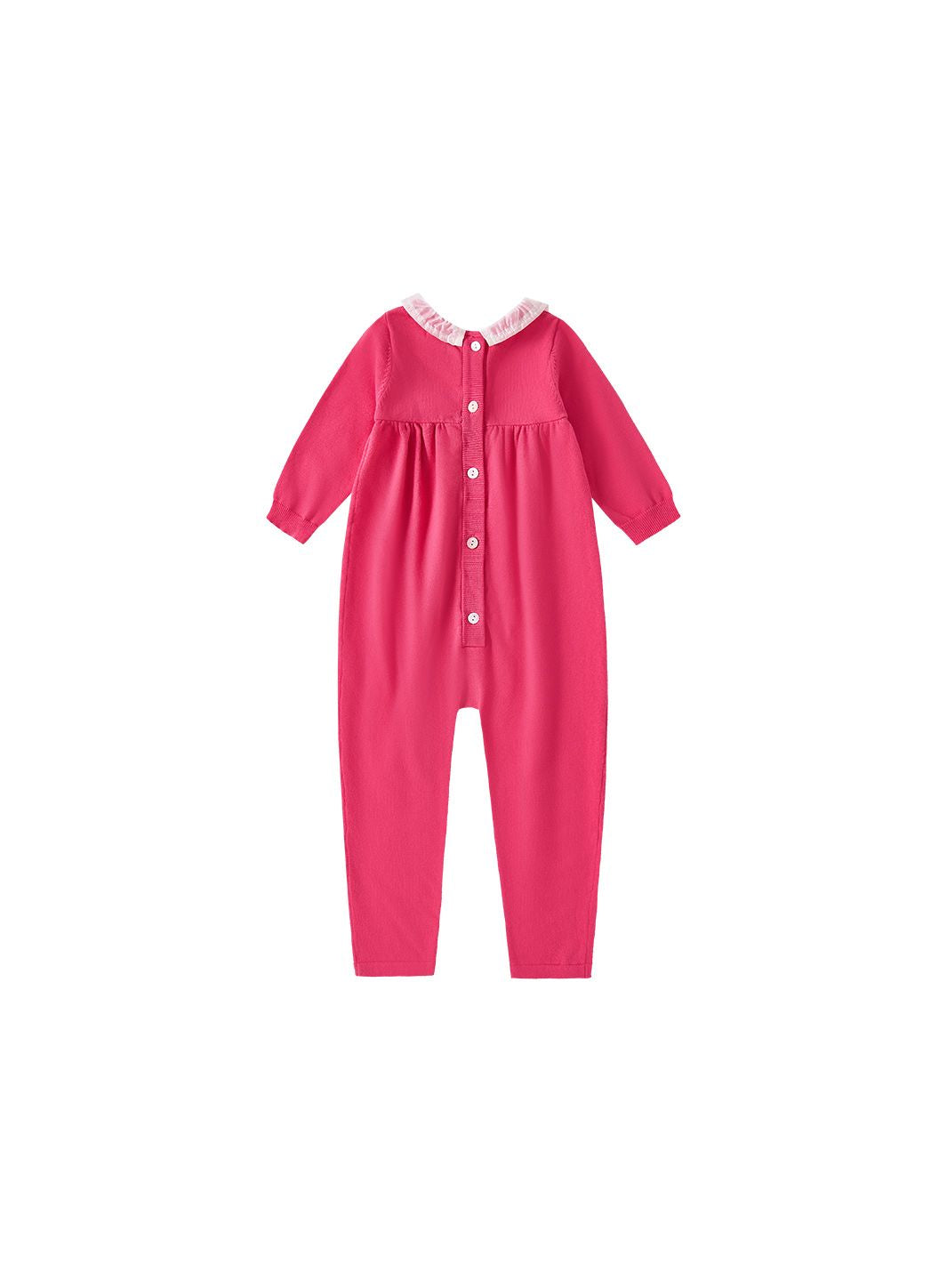 Baby Knit Ruffle Overall - Neon Hot Pink