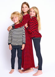 Velour Stripe Set - Black/off white