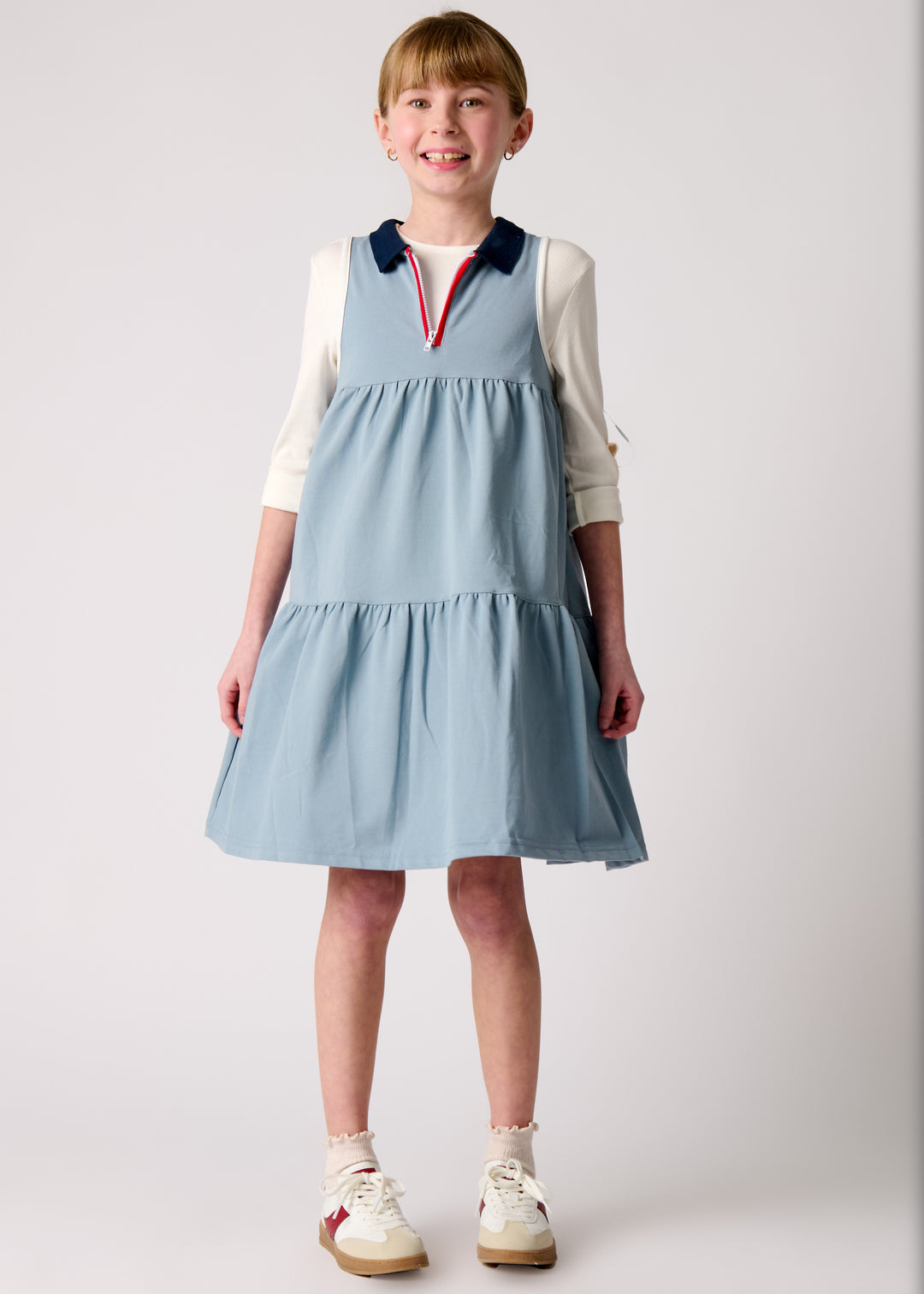 Tiered Front Zipper Jumper