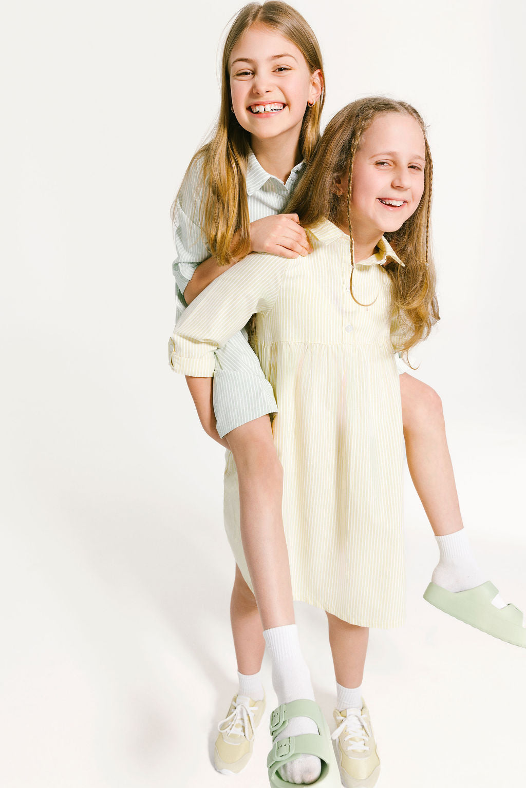 Striped Emblem Dress - Yellow