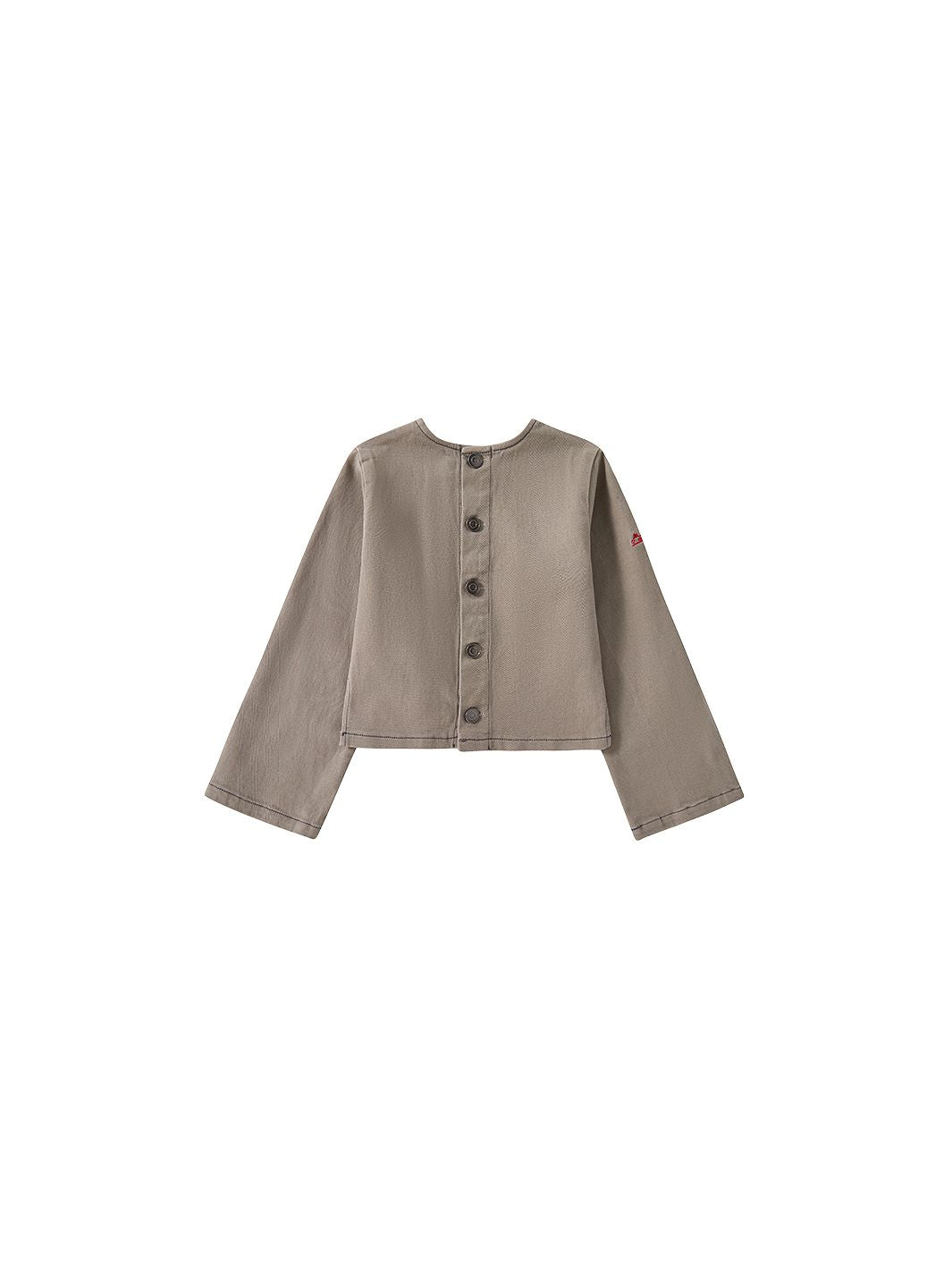 Twill Topstitch Crop Shirt - Grey