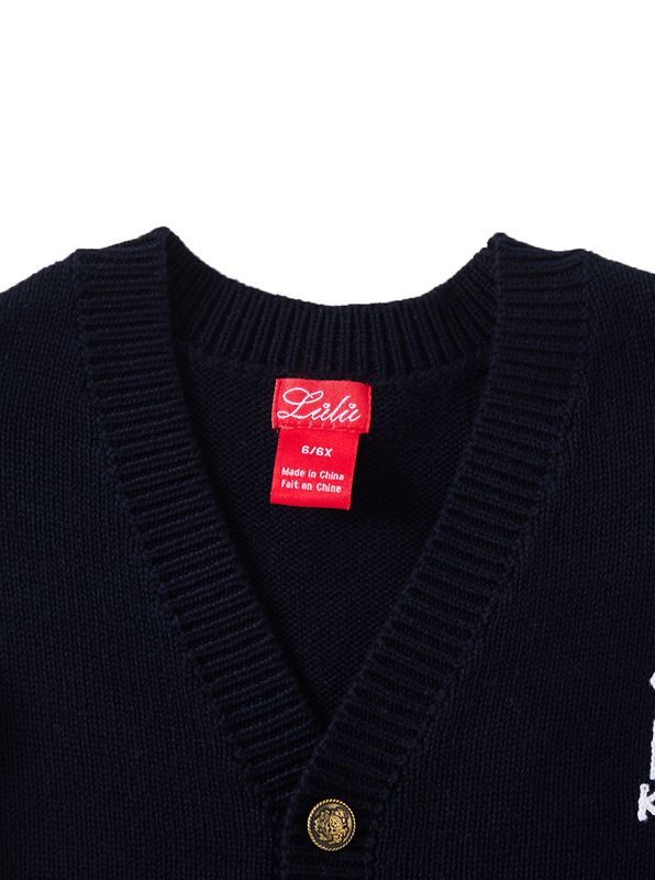 Emblem Cardigan Sweater - Deep Navy