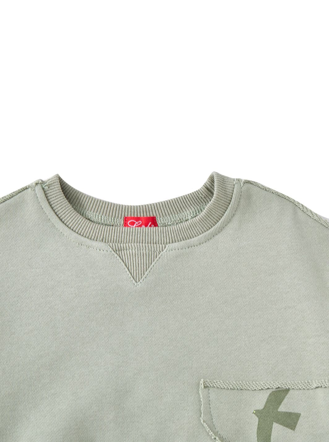 Pocket Bird Print Top - Pale Green