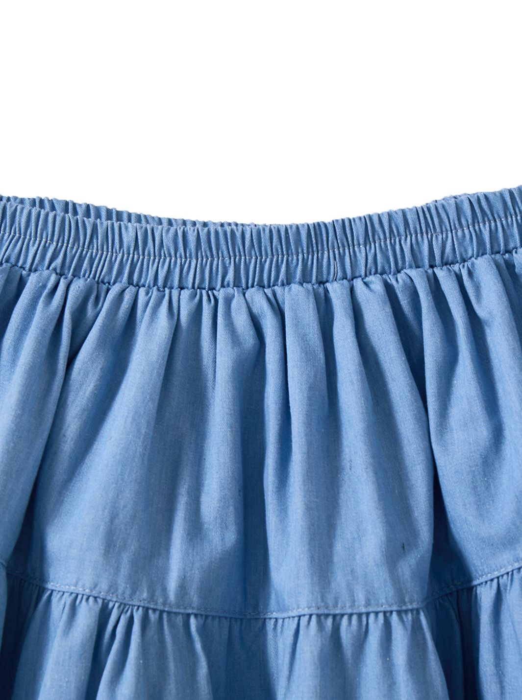 Denim Yoke Gathered Skirt - Lt. Blue