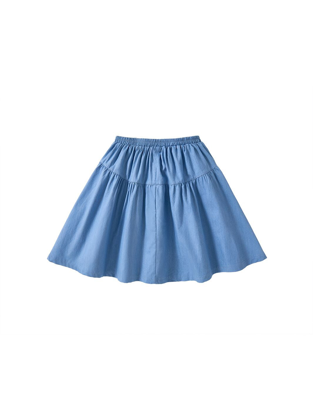 Denim Yoke Gathered Skirt - Lt. Blue
