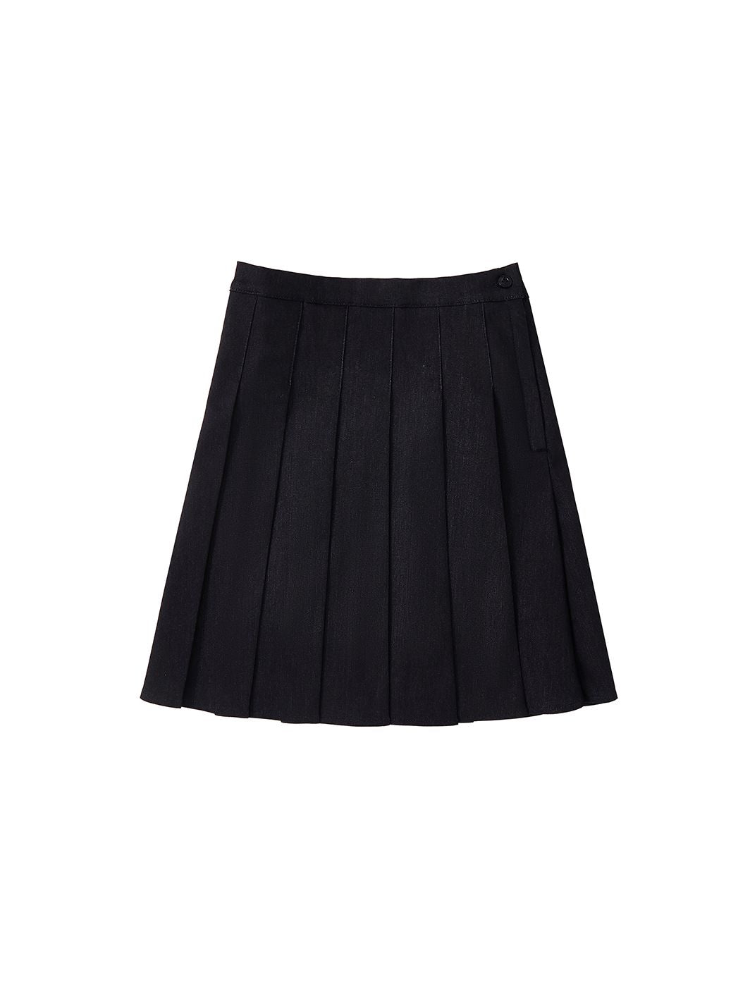 Denim Pleated Skirt - Black