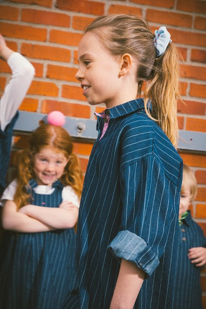 Railroad Stripe  Collar Dress