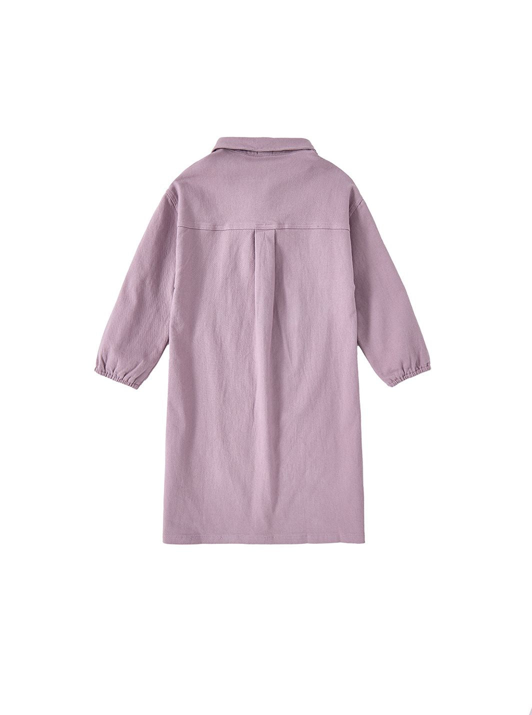 Twill Solid Shirt Style Dress - Pale Purple