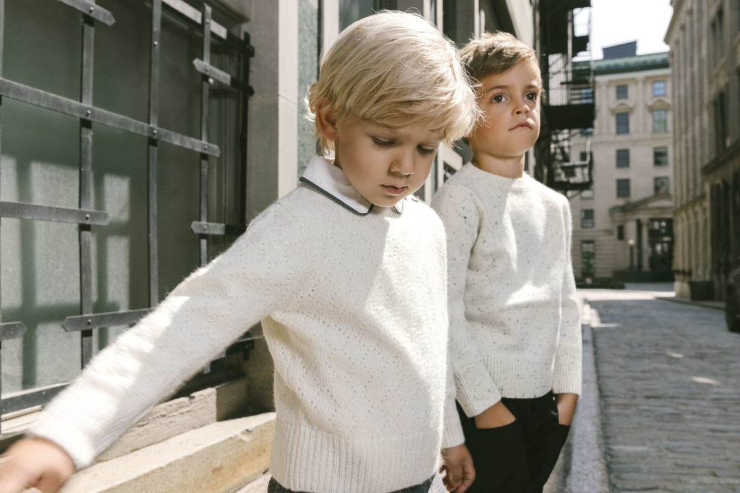 Collar Piping Shirt - White/Grey